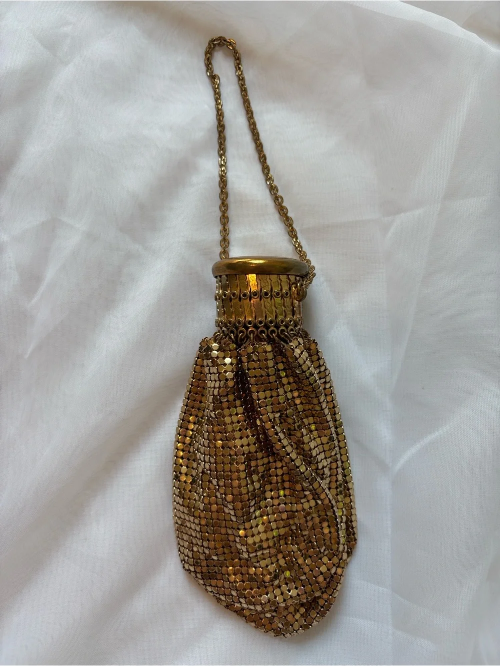 Whiting & Davis Vintage Gold Mesh Beggar Bag
